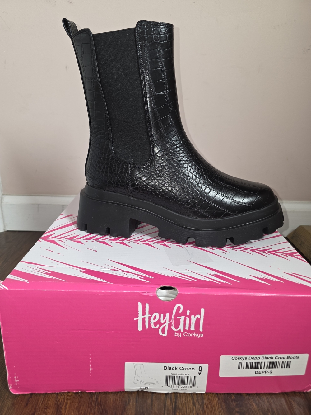 Corky's Black Croc Boots